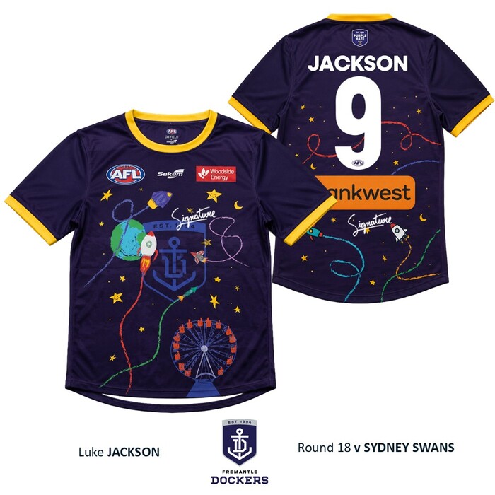 Photo of Luke Jackson #9 Fremantle 2026 Starlight Foundation Warm Up Tee