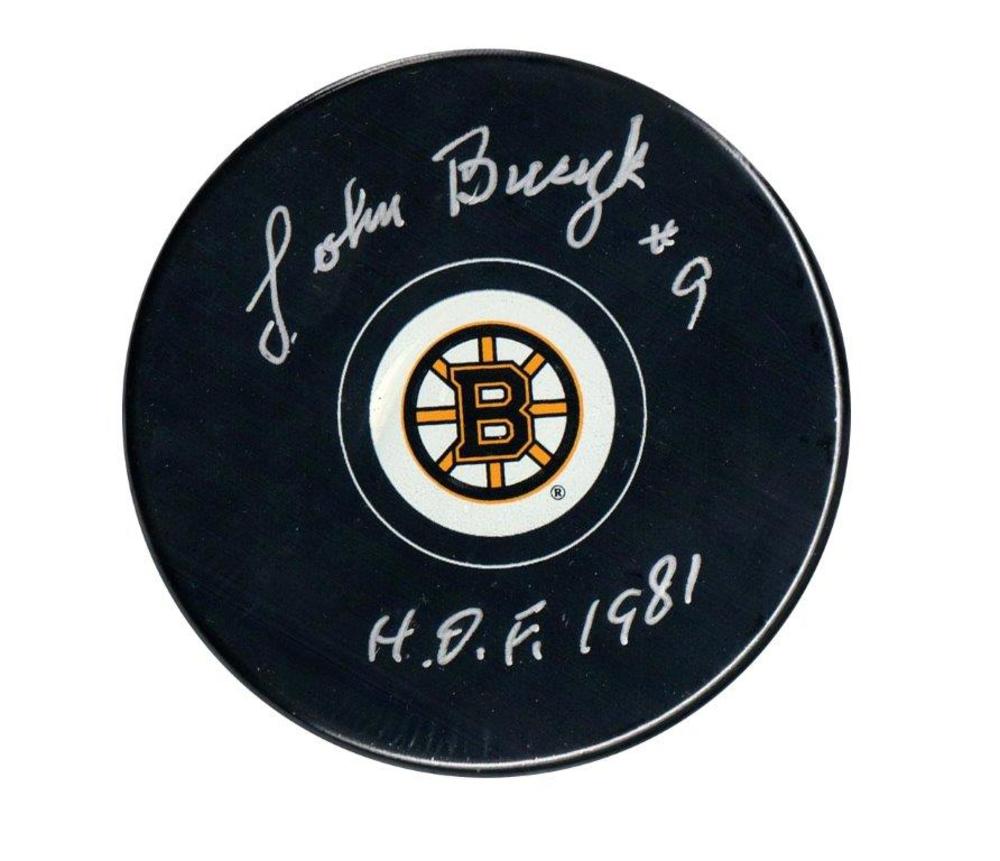 Johny Bucyk Signed Puck Bruins Insc 