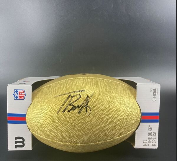 NFL - Cowboys Tyler Booker Signed Gold Composite Football
