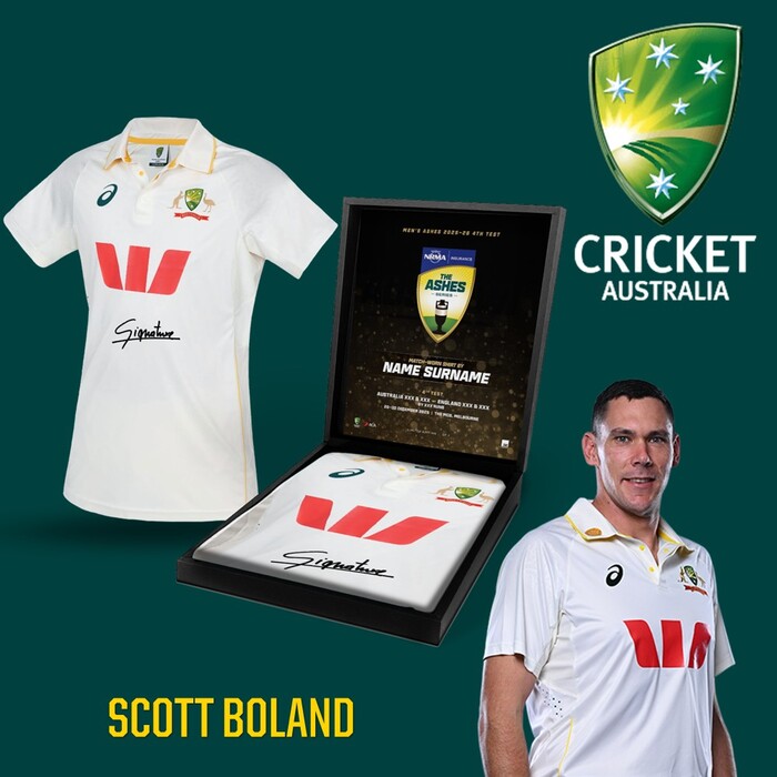 Photo of Scott Boland Australia v England Ashes 4th Test Signed Match-Worn Shirt