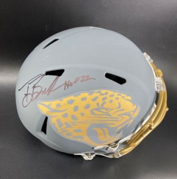 HOF - Jaguars Tony Boselli Signed Replica Slate Speed Helmet with HOF 22...