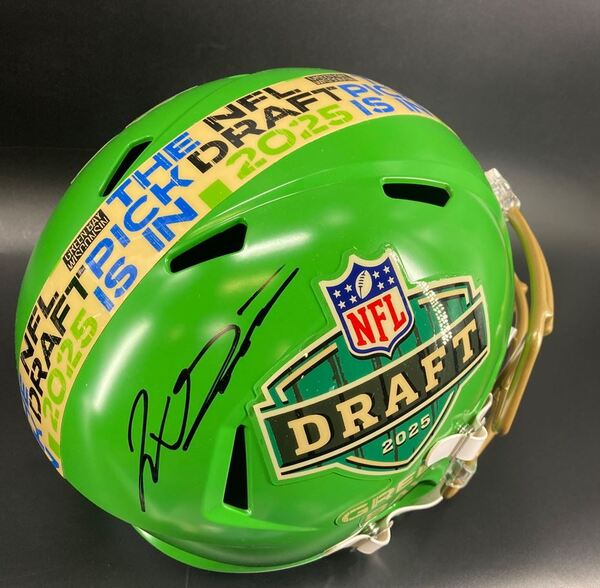 NFL - Giants Jaxon Dart Signed NFL Draft Replica Speed Helmet