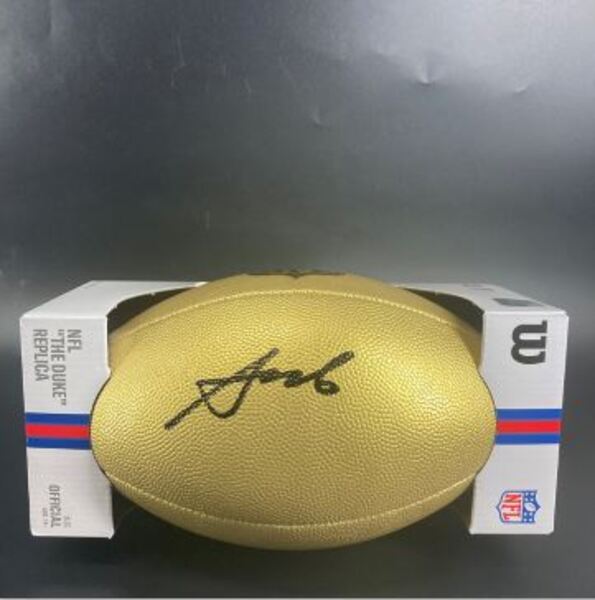 NFL - Panthers Tetairoa McMillan Signed Gold Composite Football