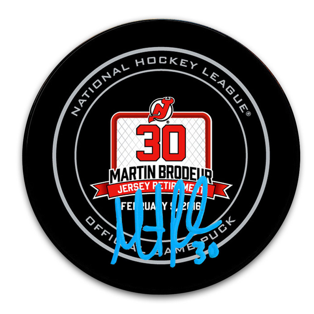 Martin Brodeur New Jersey Devils Retirement Night Autographed Official Game Puck