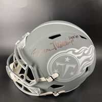 HOF - Titans Bruce Matthews Signed Replica Slate Speed Helmet with HOF 0...