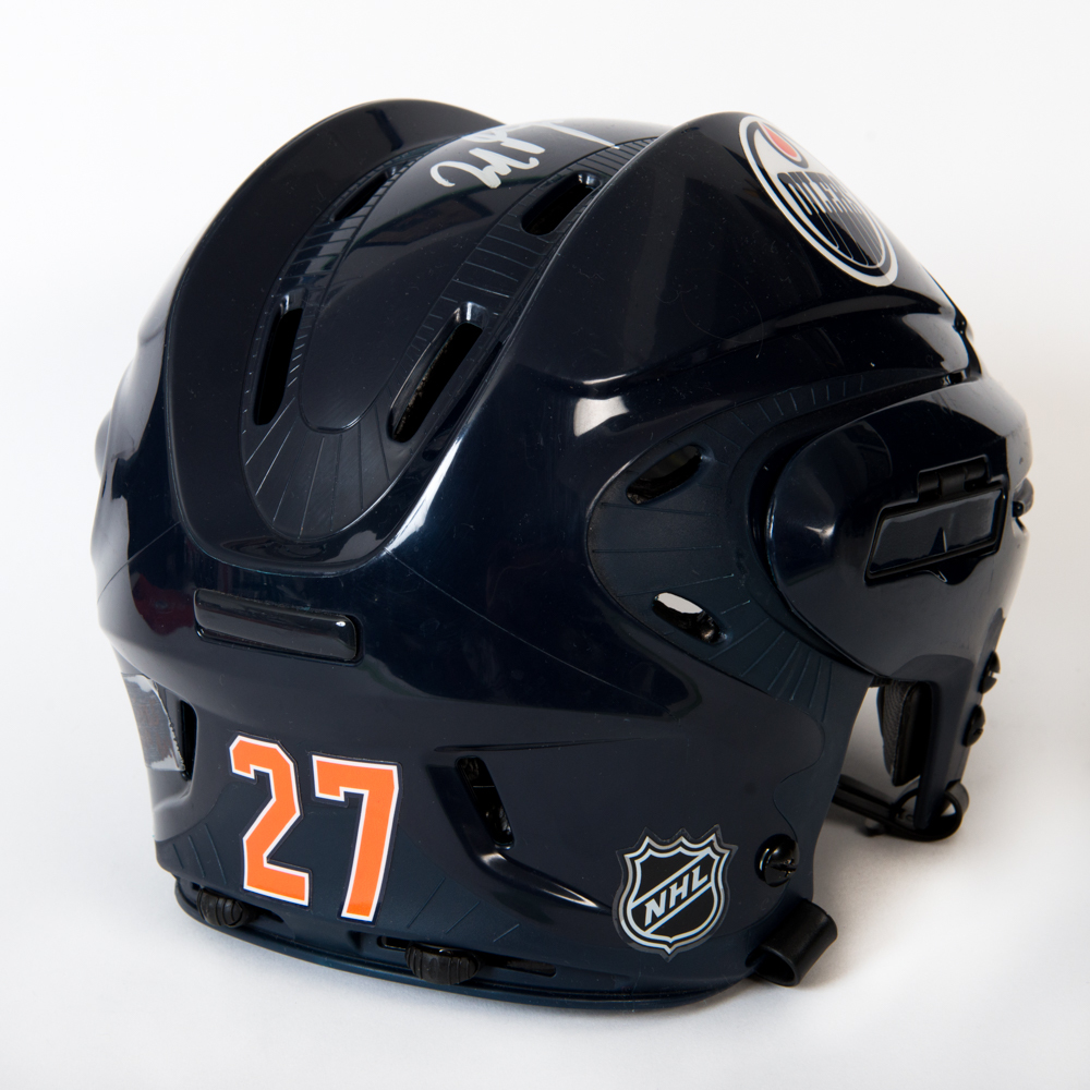 Milan Lucic 27 Autographed 201718 Edmonton Oilers GameWorn Navy