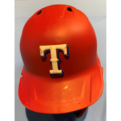 Adolis Garcia Game-Used Red Batting Helmet - 8/13/2021. Used Innings 1-6 - Size 7 1/4