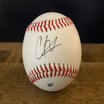 Photo of Christian Vazquez Signed Baseball - Lewiston Strong