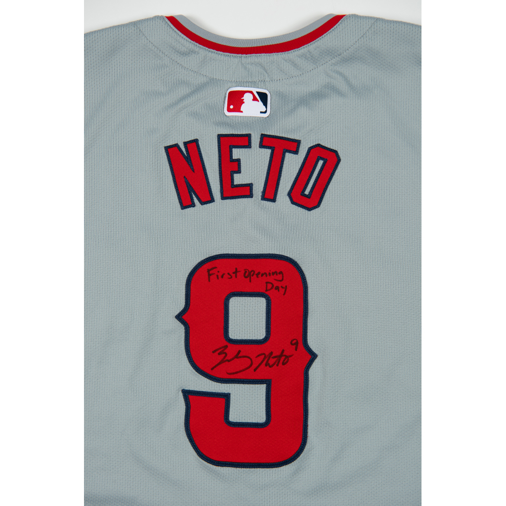 Zach Neto Game-Used & Autographed Gray Jersey from First Opening