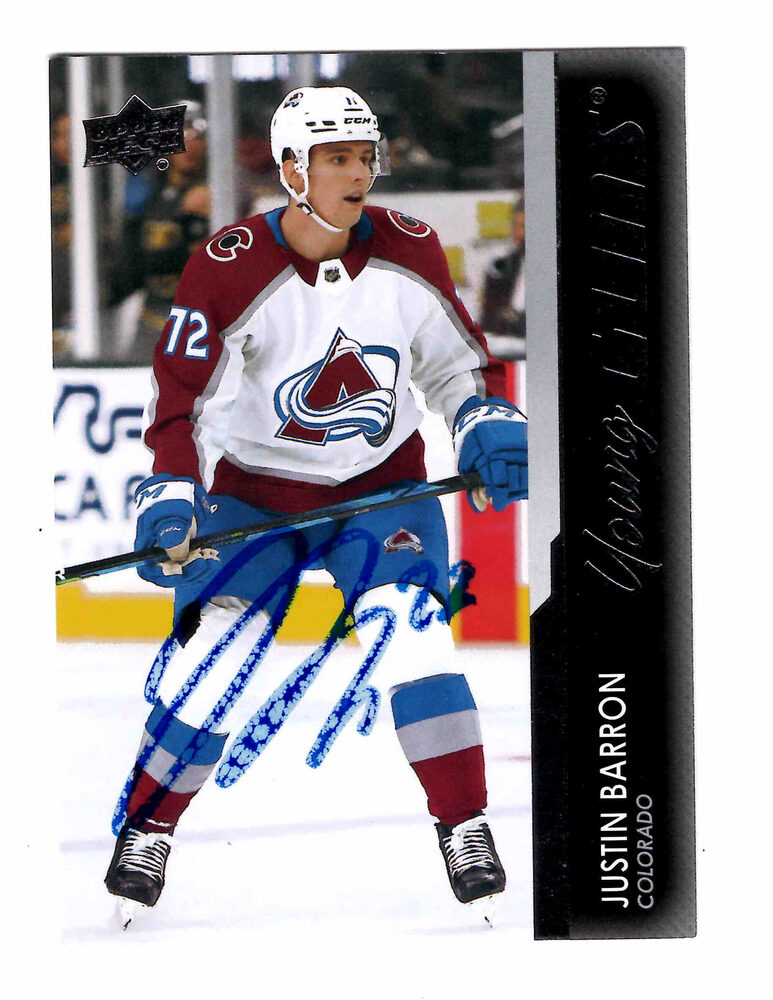 Justin Barron Autographed Colorado Avalanche Young Guns Hockey Card