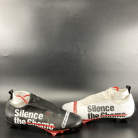 MCMC - Chargers Jaylinn Hawkins Game Worn Custom Cleats Supporting Silen...