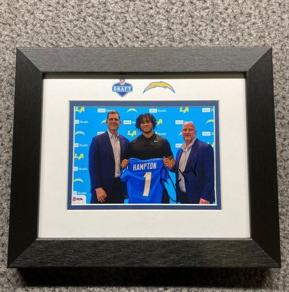 NFL - Chargers Omarion Hampton Signed And Framed 4x6 Draft Photo