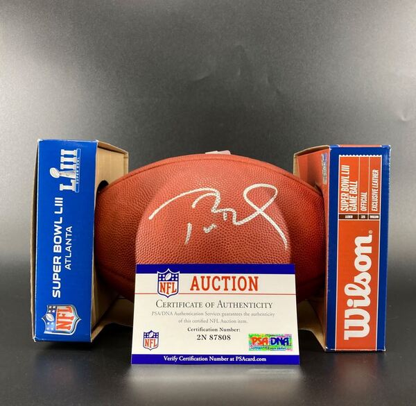 Legends - Patriots Tom Brady Signed Authentic Football with Super Bowl 5...