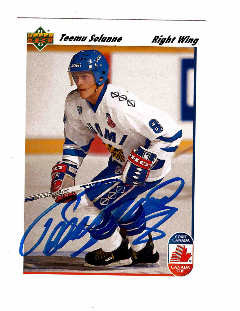 Teemu Selanne Autographed Winnipeg Jets #21 1991 Hockey Card