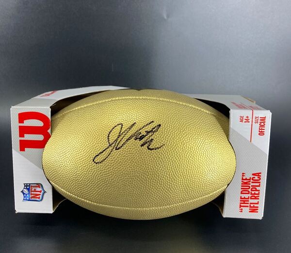 NFL - Rams Joshua Karty Signed Gold Composite Football