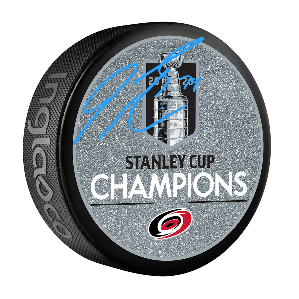 Jaccob Slavin Carolina Hurricanes Autographed 2026 Stanley Cup Champions Glitter Hockey Puck