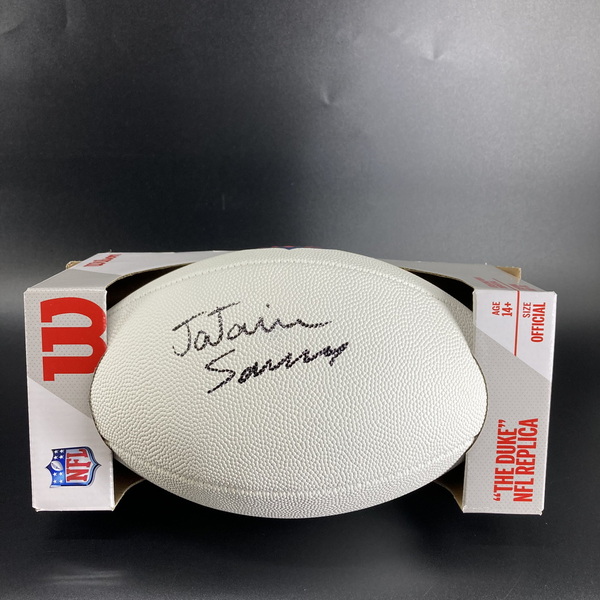 NFL - Panthers Ja'Tavion Sanders Signed White Composite Football