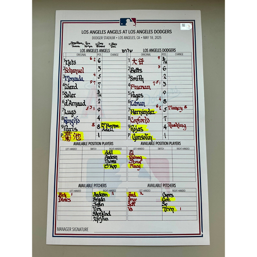 Replica Lineup Card Shohei Ohtani Autographed Angels Framed Jersey | MLB Auctions