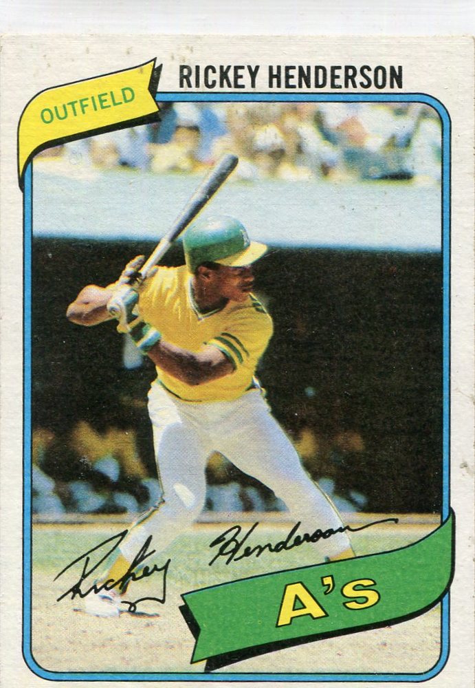1980 Topps #482 Rickey Henderson Rookie Card -- Hall of Fame Class of 2009