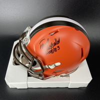 HOF - Browns Paul Warfield Signed Mini Helmet with HOF 83 Inscription