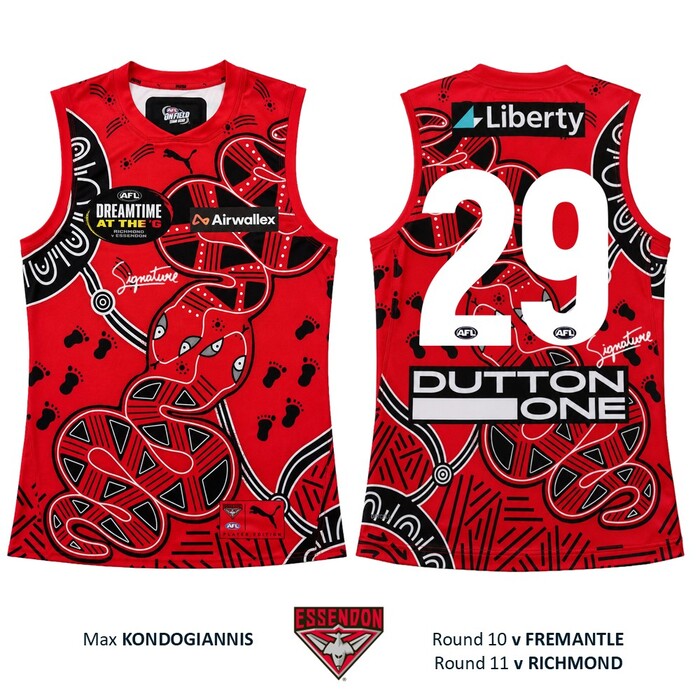 Photo of Max Kondogiannis #29 Essendon 2026 ANZAC Guernsey 
