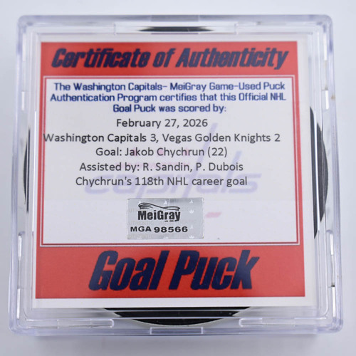 Image of Chychrun, Jakob - Washington Capitals - February 27, 2026 vs. Vegas Golden Knights (Capitals Logo)