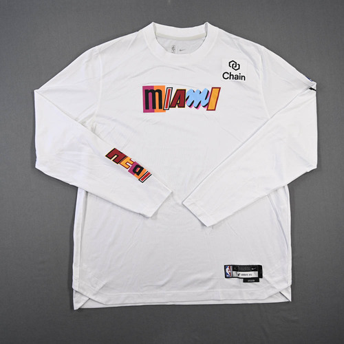 Image of Adebayo, Bam - Miami Heat - Game-Issued City Edition Long-Sleeved Shooting Shirt - 2022-23 NBA Season