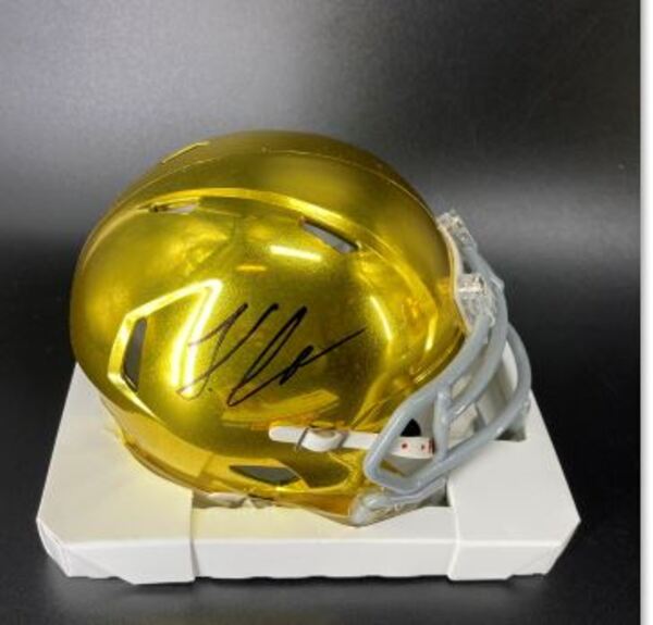 NFL - Notre Dame Jeremiyah Love Signed Mini Helmet