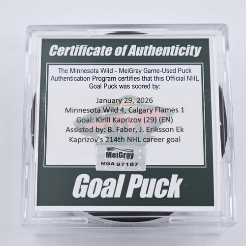 Image of Kaprizov, Kirill - Minnesota Wild - January 29, 2026 vs. Calgary Flames (Wild's 25th Anniversary Logo)