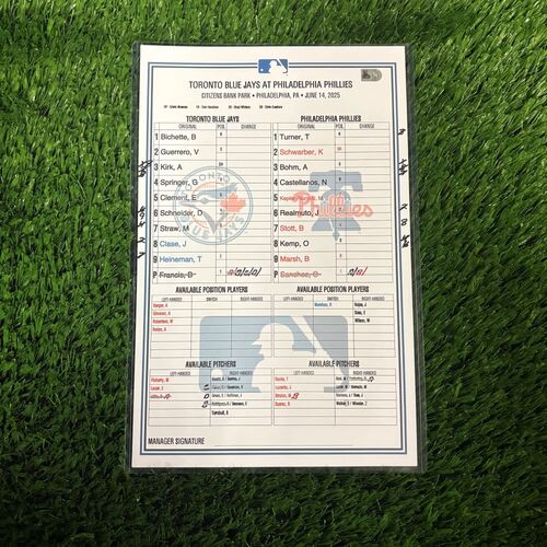 2015 MLB GAME USED LINE-UP CARDラインナップカード Game Used Lineup Card - 8/31/22 Baltimore Orioles
