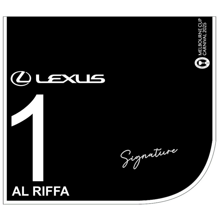 Photo of #1 Al Riffa - Mark Zahra Signed Lexus Melbourne Cup Saddlecloth
