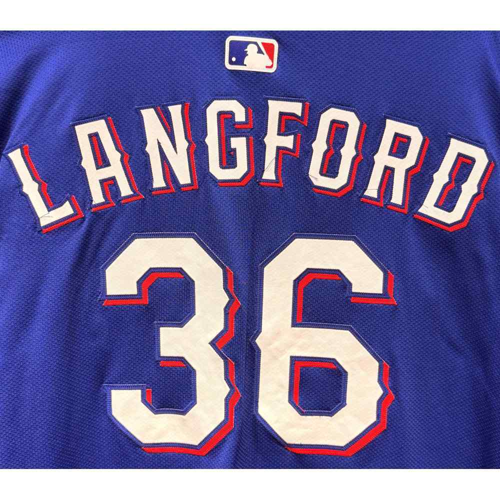 Wyatt Langford #36 Texas Rangers Team-Issued 2025 Blue Alternate
