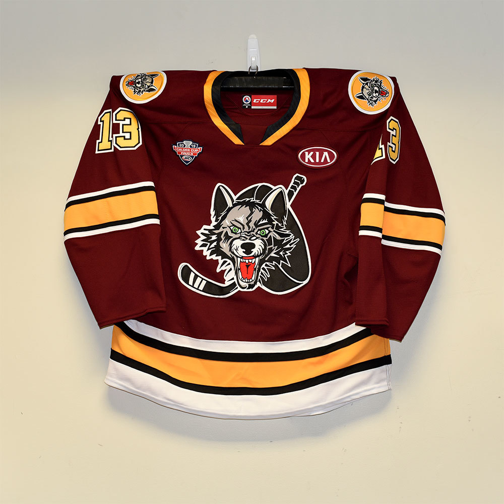 AHL Authentic Chicago Wolves 2019 Calder Cup Finals Game 3 Jersey Issued to and Signed by 13