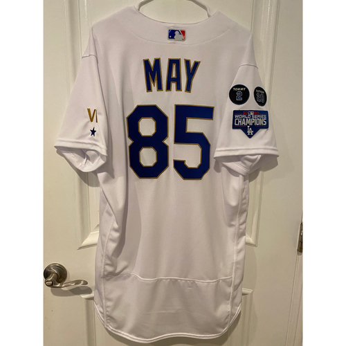 Dustin May Special-Edition Home Opening Weekend Gold-Outlined Game-Used Jersey