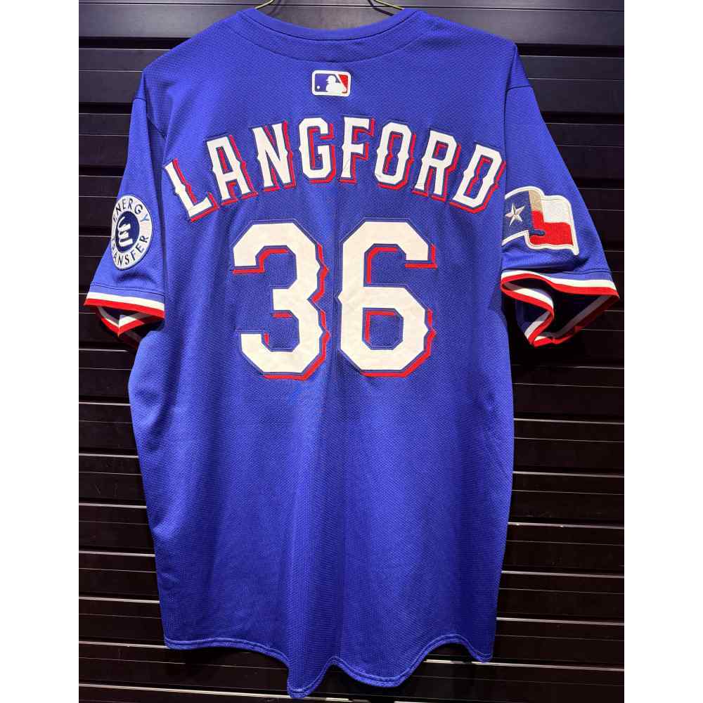 Wyatt Langford #36 Texas Rangers Team-Issued 2025 Blue Alternate