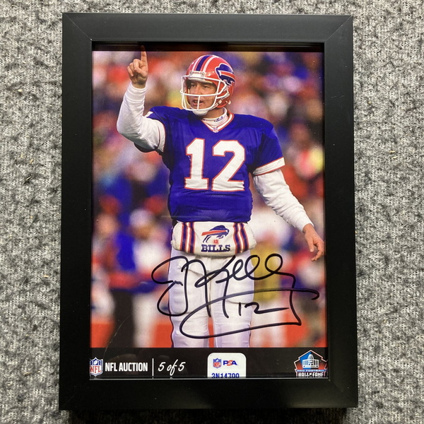HOF - Bills Jim Kelly NFL Auction Exclusive Signed 5x7 Framed Photo Indi...
