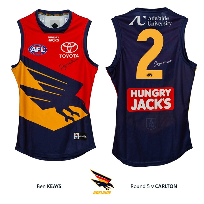Photo of Ben Keays #2 Adelaide Crows 2026 Gather Round Match-Worn Guernsey