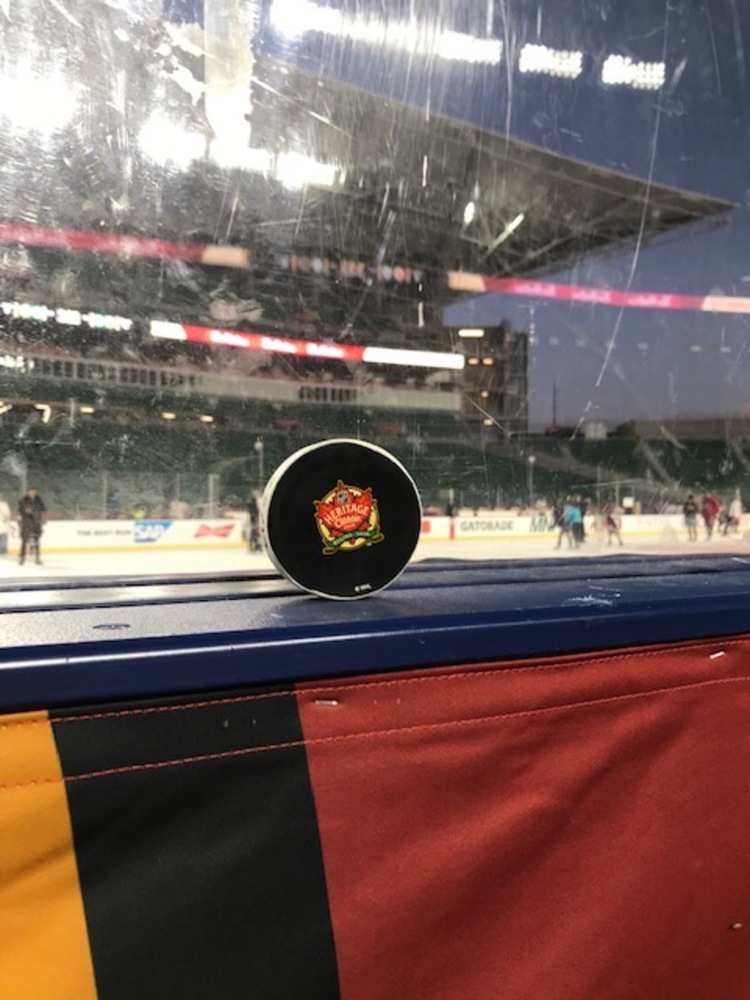 Winnipeg Jets 2019 NHL Heritage Classic PracticeUsed Puck Used During October 25, 2019