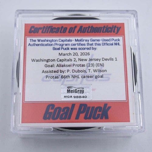 Image of Protas, Aliaksei - Washington Capitals - March 20, 2026 vs. New Jersey Devils (Capitals Logo)