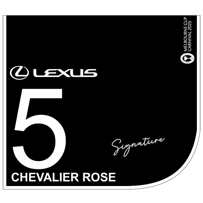 Photo of #5 Chevalier Rose - Damian Lane Signed Lexus Melbourne Cup Saddlecloth