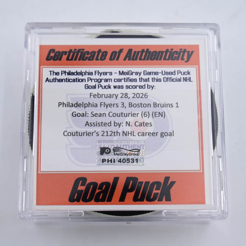 Image of Couturier, Sean - Philadelphia Flyers - February 28, 2026 vs. Boston Bruins (Flyers Logo)