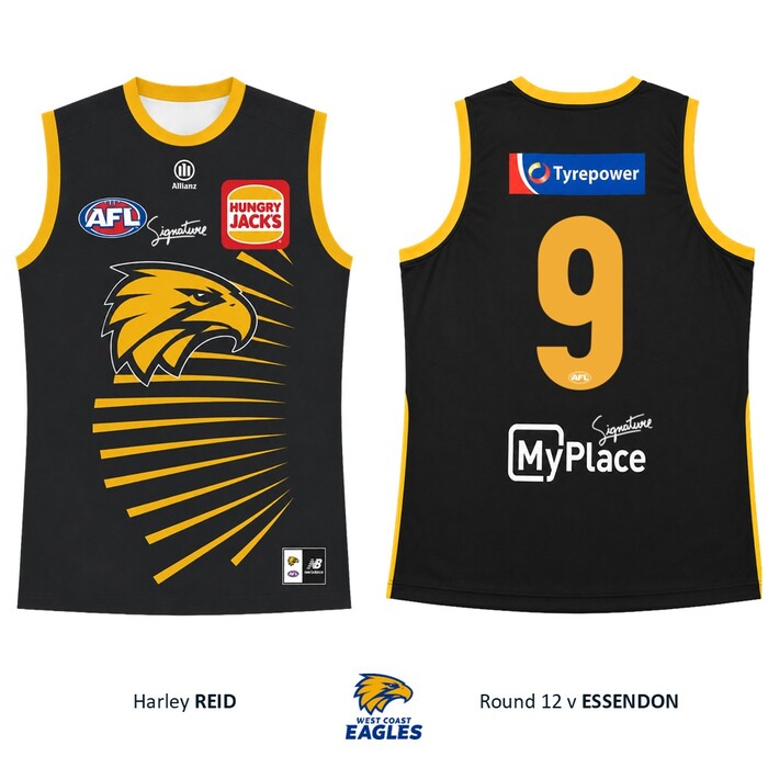 Photo of Harley Reid #9 West Coast Eagles 2026 WA Day Guernsey & Shorts
