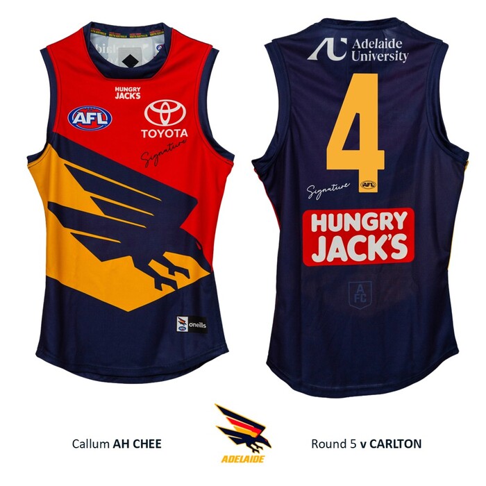 Photo of Callum Ah Chee #4 Adelaide Crows 2026 Gather Round Player-Issue Guernsey