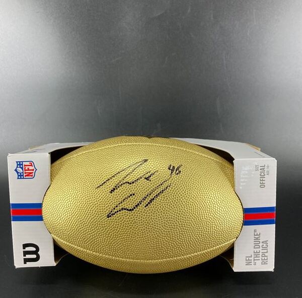 NFL - Lions Jack Campbell Signed Gold Composite Football