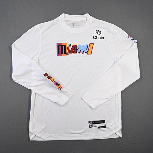 Image of Bouyea, Jamaree - Miami Heat - Game-Issued City Edition Long-Sleeved Shooting Shirt - 2022-23 NBA Season