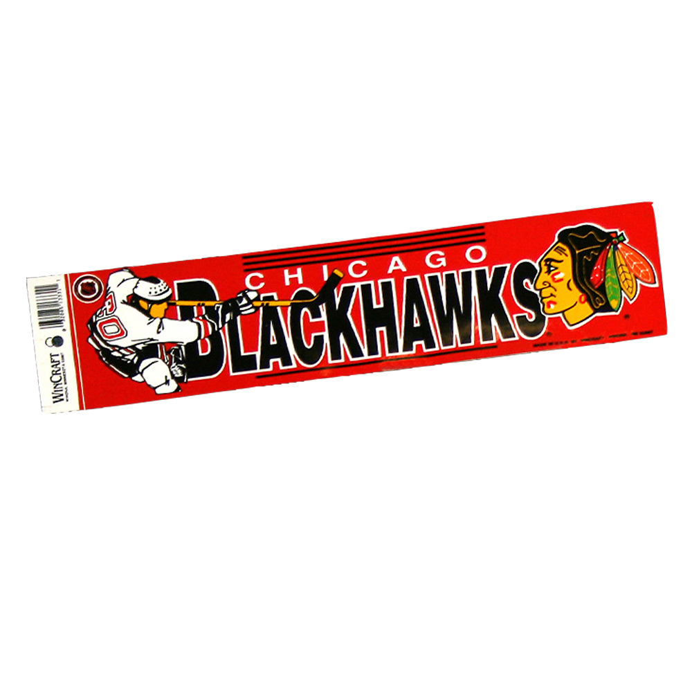 Vintage NHL CHICAGO BLACKHAWKS Bumper Sticker - Unused - NOS - NM - STYLE A