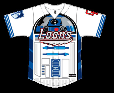 #24 Maddux Bruns Great Lakes Loons Game Worn Star Wars Jersey
