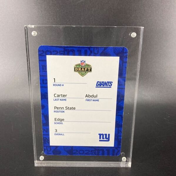 NFL - Giants Abdul Carter Special Edition 2025 Draft Card 1 of 2