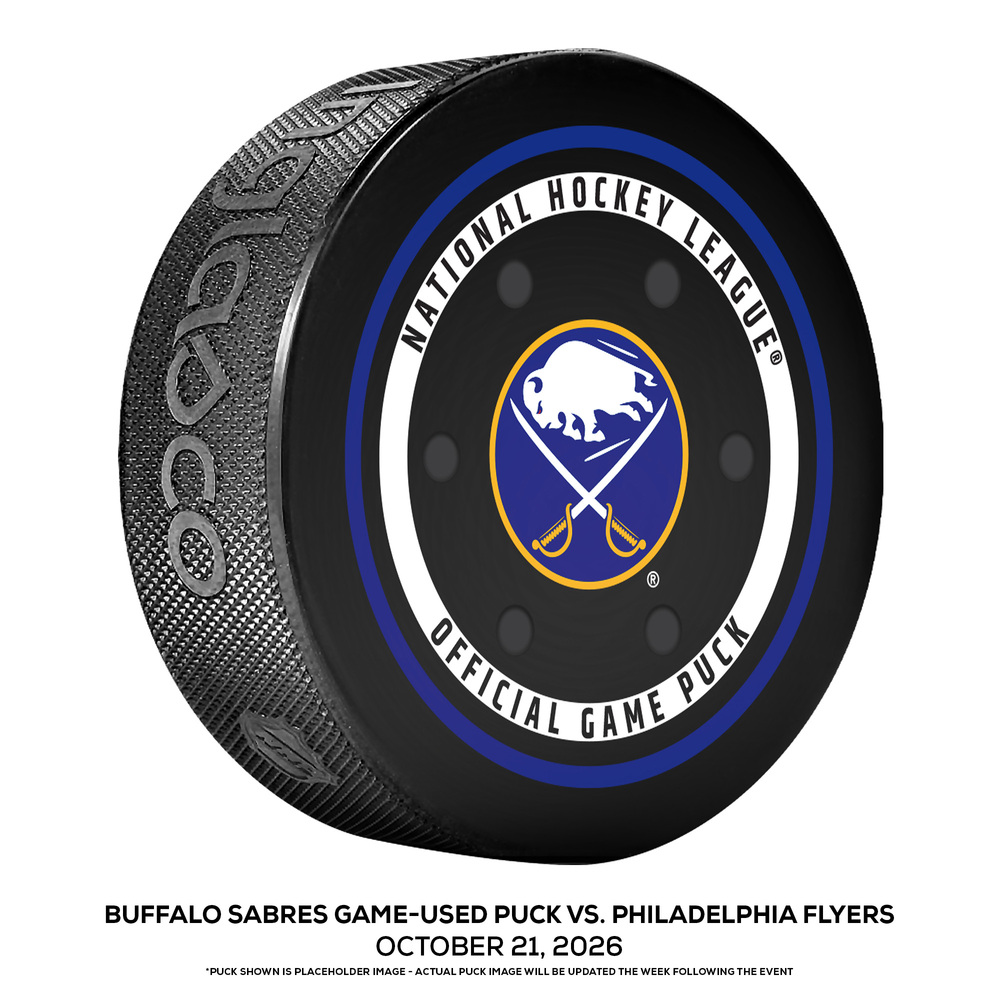 Buffalo Sabres Game-Used Puck vs. Philadelphia Flyers on October 21, 2026 - Cole Knuble (PHI) Scores First Two NHL Goals in Win (Not Goal Puck)