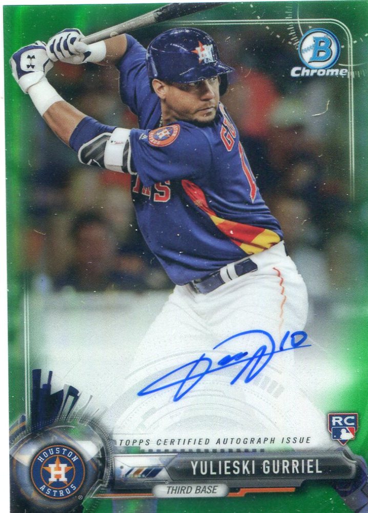 2017 Bowman Chrome Rookie Autographs Green Refractors 85/99 Yulieski Gurriel/Blue jersey 85/99